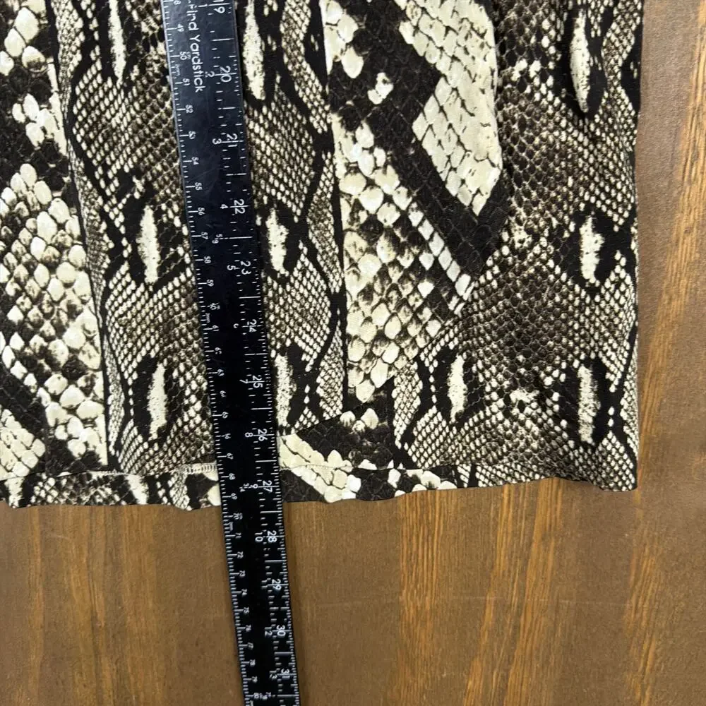 Michael Kors Womens Skirt Brown Cream Snake Print Wrap Pull On ALine Stretch L